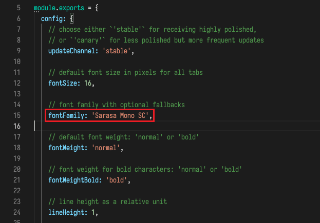Hyper Settings Font