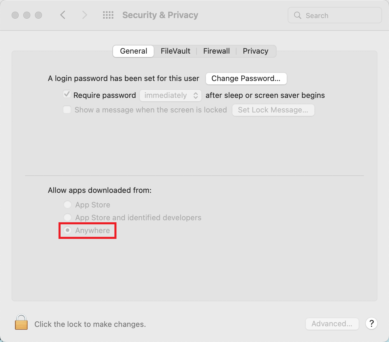 macOS Allow Downloaded Anywhere