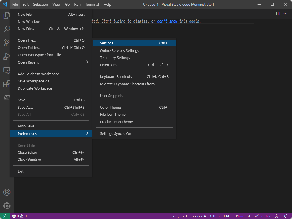 VS Code Settings Windows